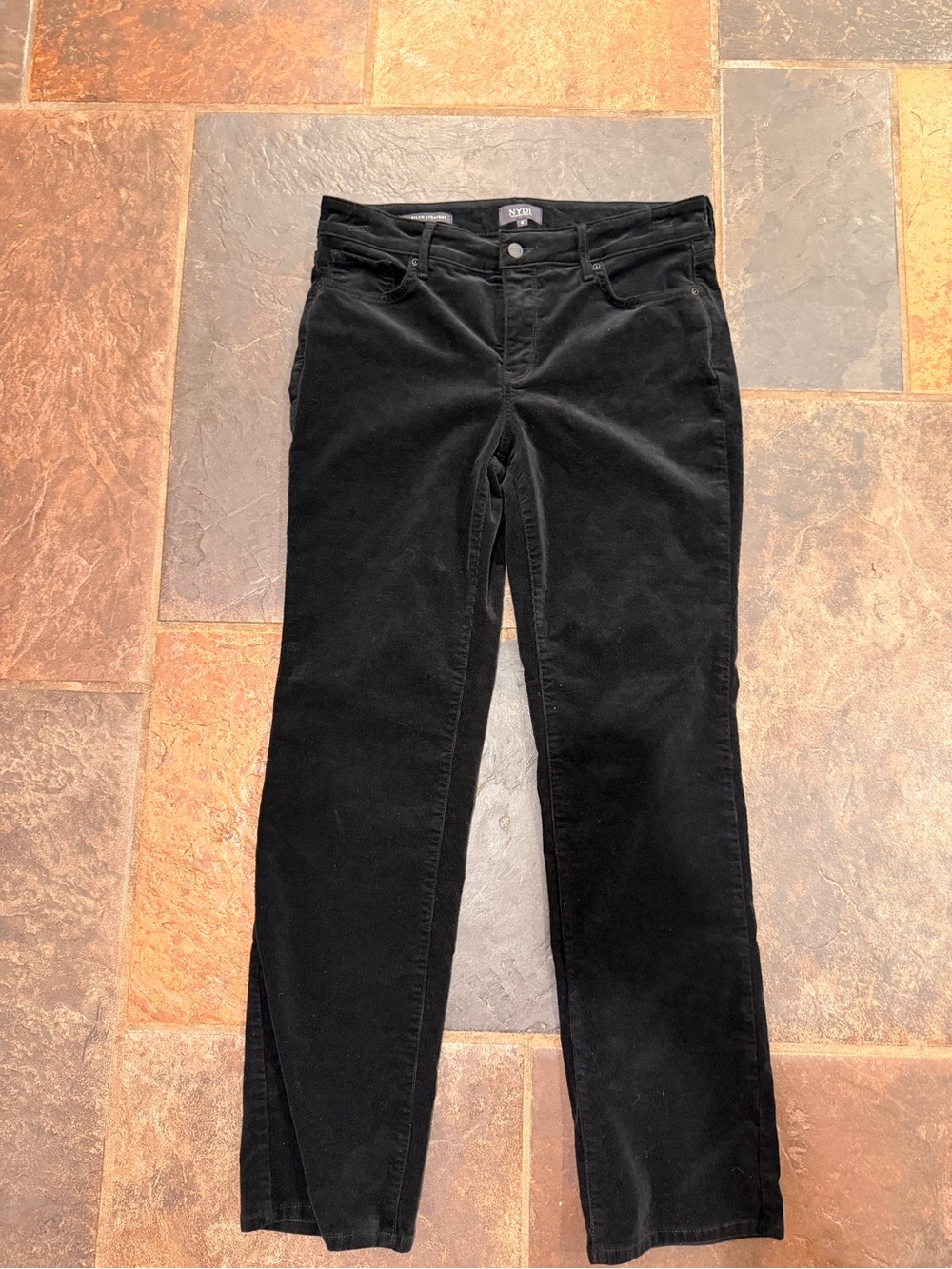 NYDJ Marilyn Straight Black Corduroy Pants